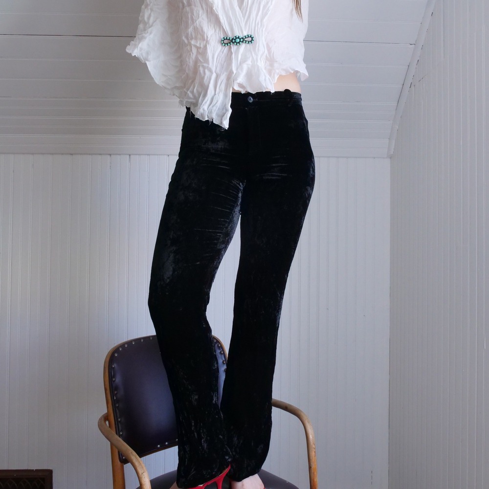 Purple Label Ralph Lauren black crushed velvet slacks